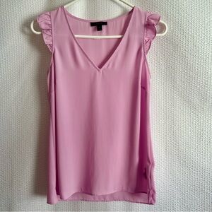 J.Crew Ruffle Sleeve V Neck Blouse Light Pink Sleeveless Top Size 00 Career